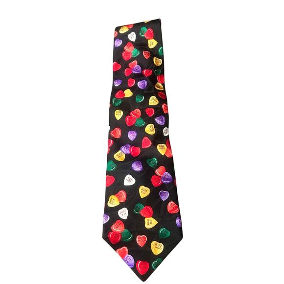 VTG Hallmark Valentines Day Candy Hearts Men’s Tie 100% Silk - Picture 3 of 4